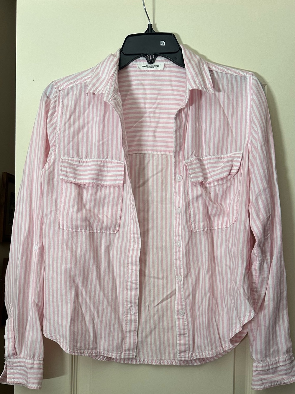Beachlunchlounge Striped Pink Button-Up Shirt